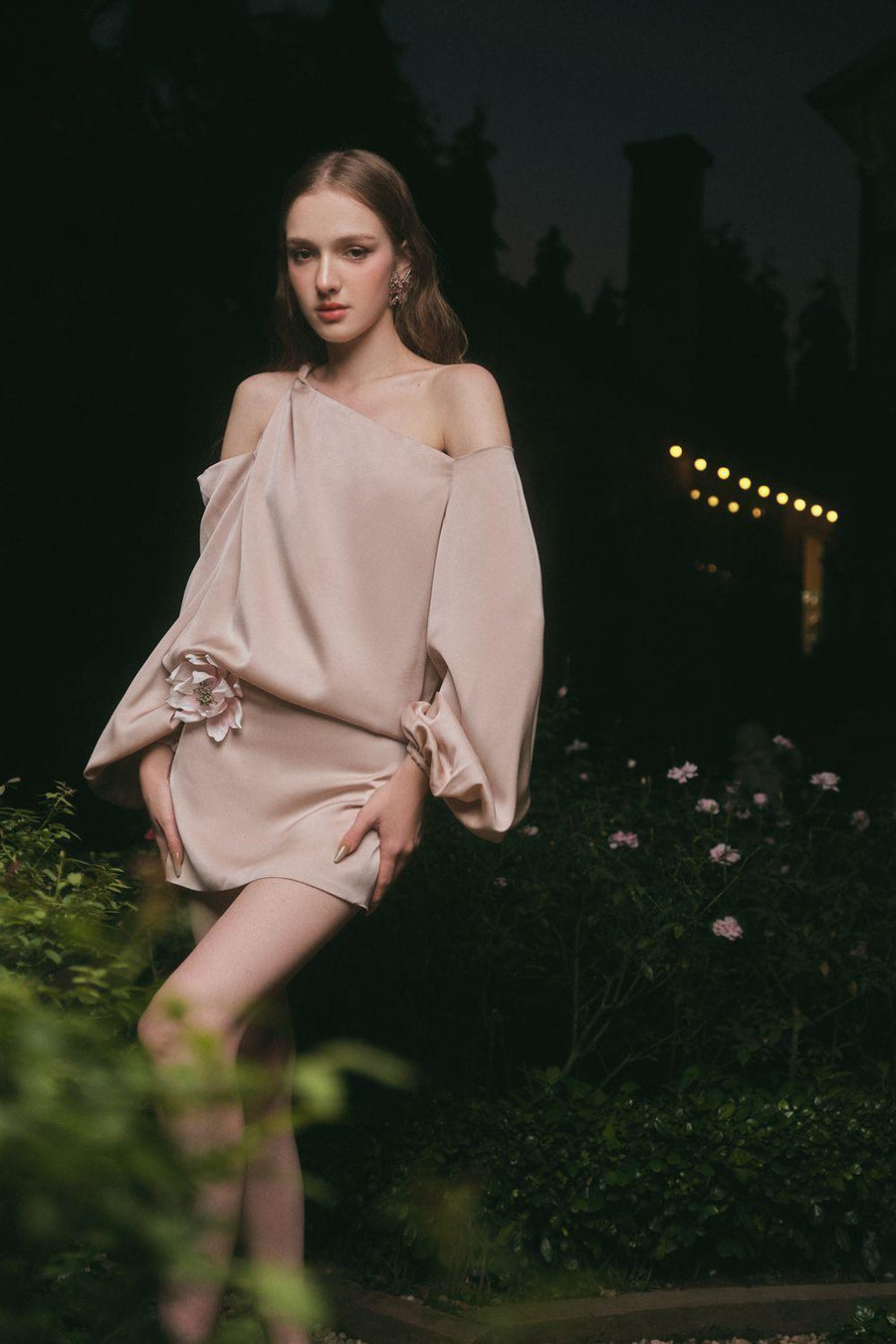 Magnolia A-line Cold Shoulder Sleeved Silk Mini Dress Mini Dress LINH PHUNG