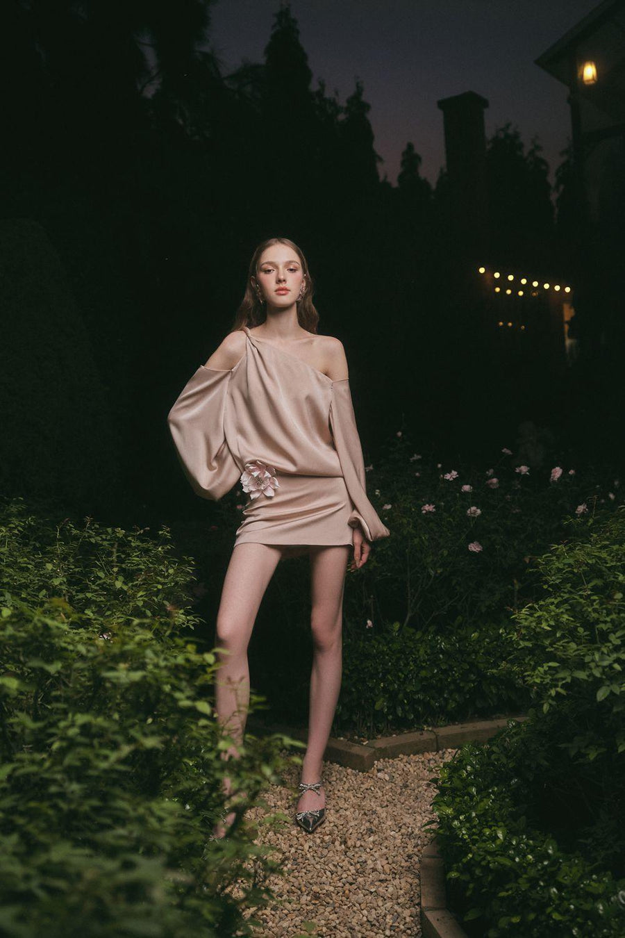 Magnolia A-line Cold Shoulder Sleeved Silk Mini Dress Mini Dress LINH PHUNG