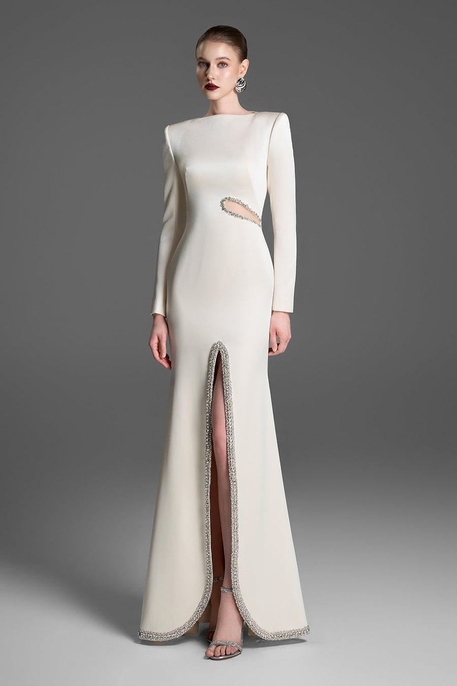Maja Boat Neck Rhinestone Maxi Dress 1