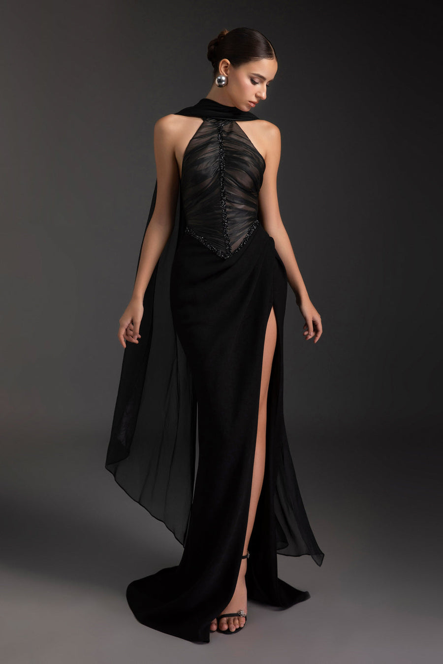 Marleigh Scarf Neck Rhinestone Maxi Dress 5
