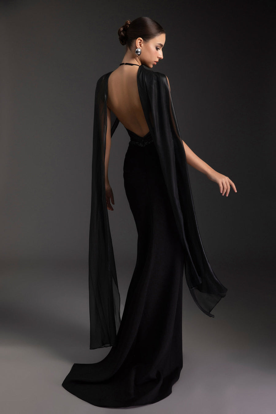 Marleigh Scarf Neck Rhinestone Maxi Dress 3