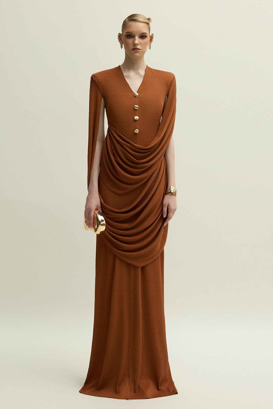 Marly Split Sleeve Draped Maxi Dress