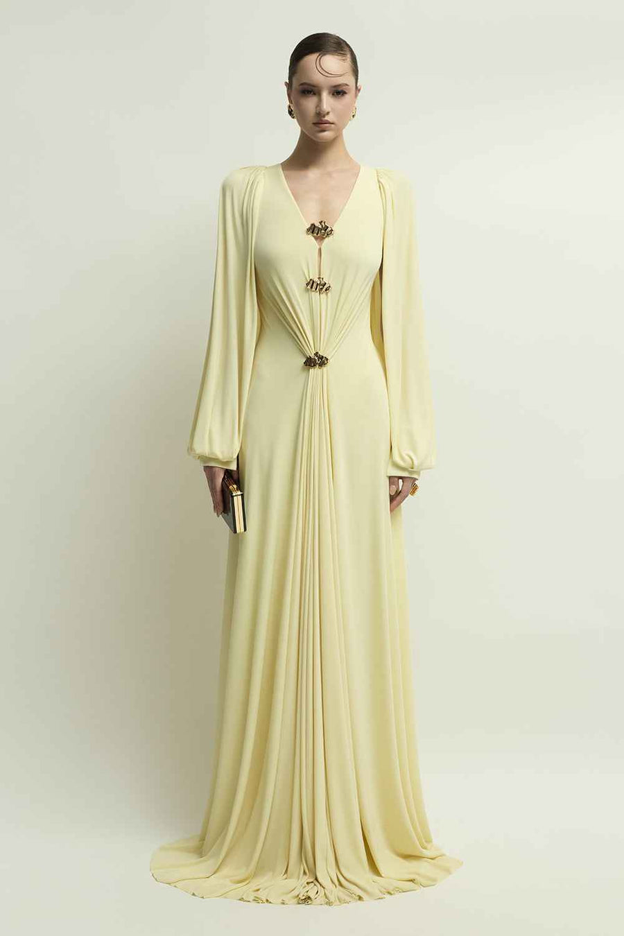 Marseille Bishop Sleeve Button Maxi Dress