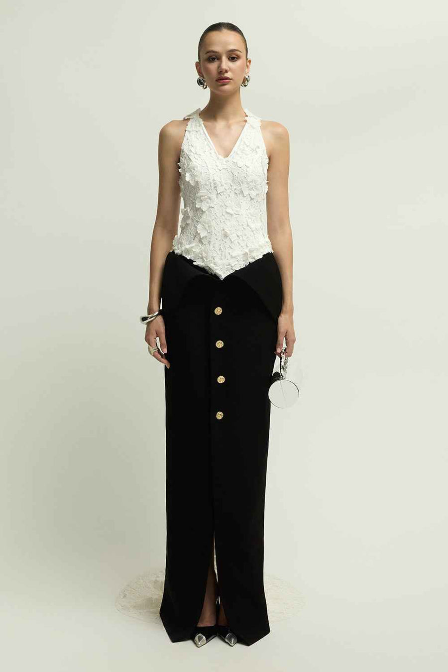 Metz Sheath Applique Maxi Dress