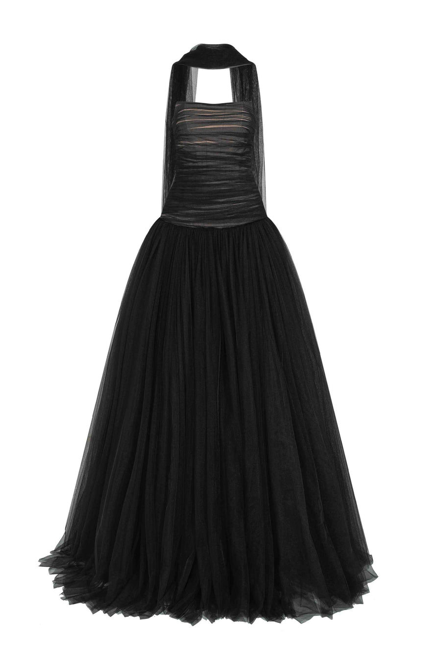 Midnight Straight Across Gathering Maxi Dress