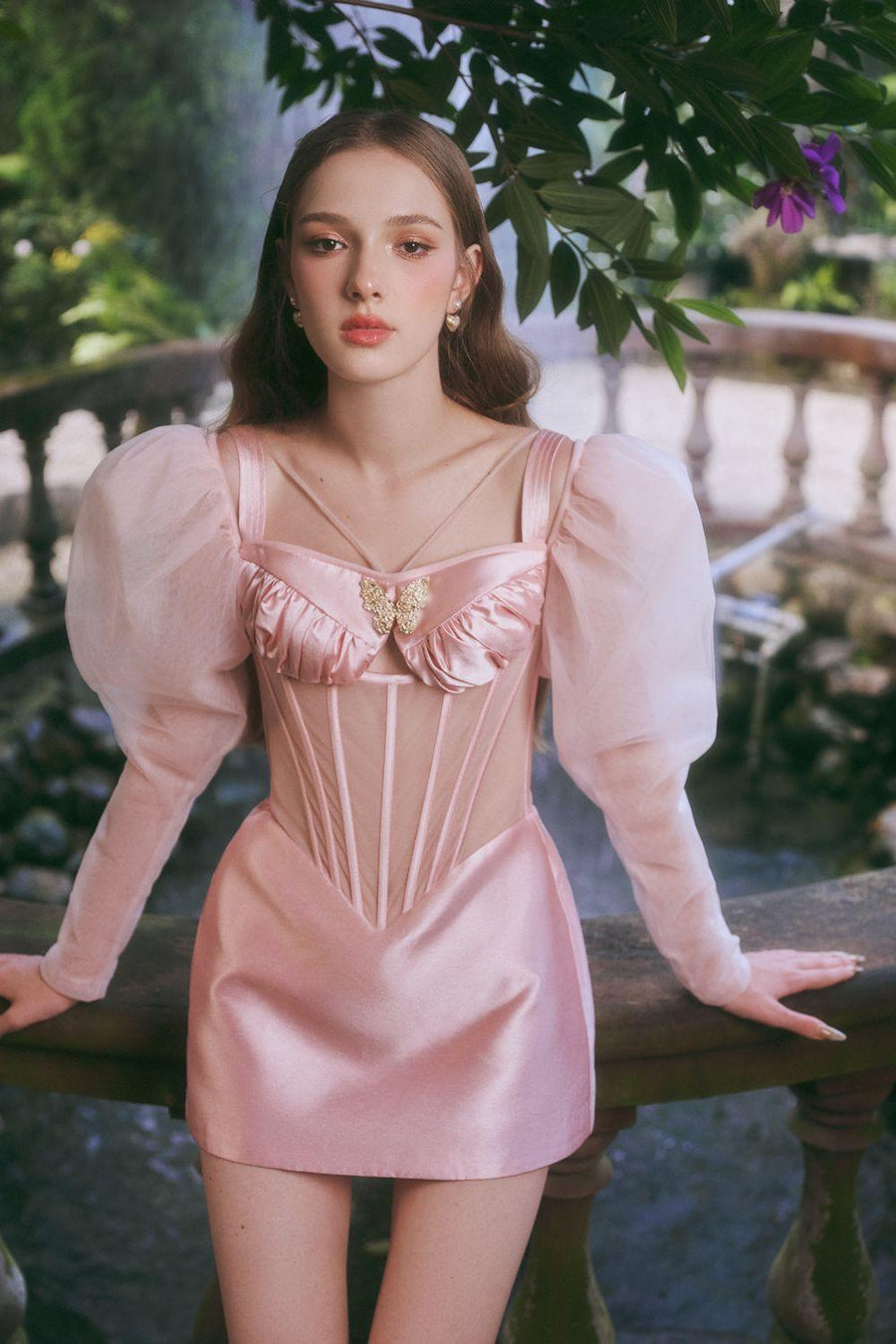 Molly A-line Leg Of Mutton Sleeved Mesh Taffeta Mini Dress Mini Dress LINH PHUNG