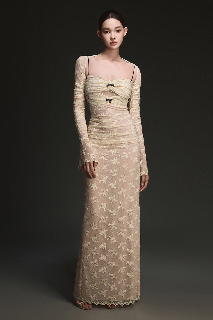 Ivory Bow Cut Out Laces Dress 7