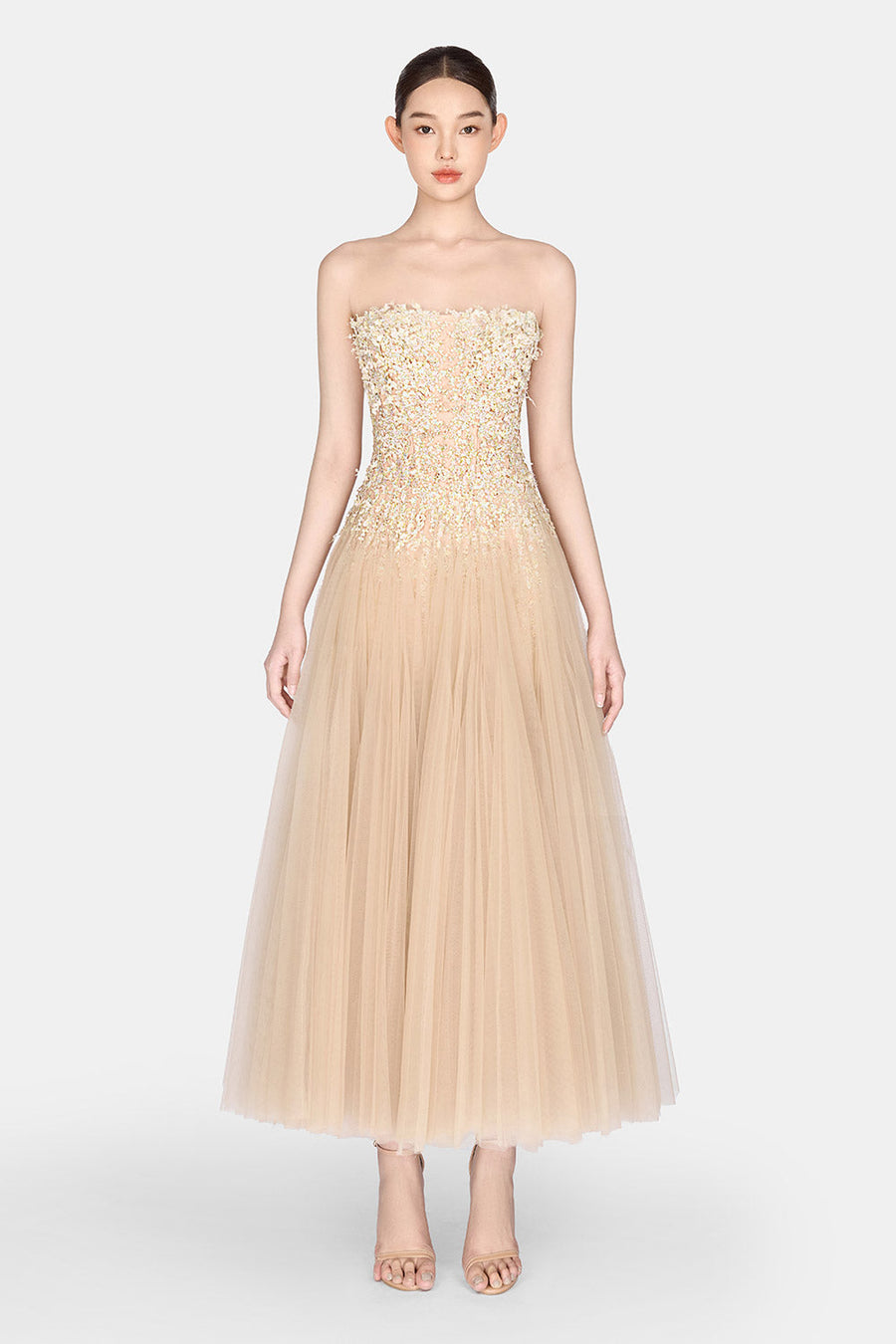 Pastel Beaded Lace Midi Dress 10