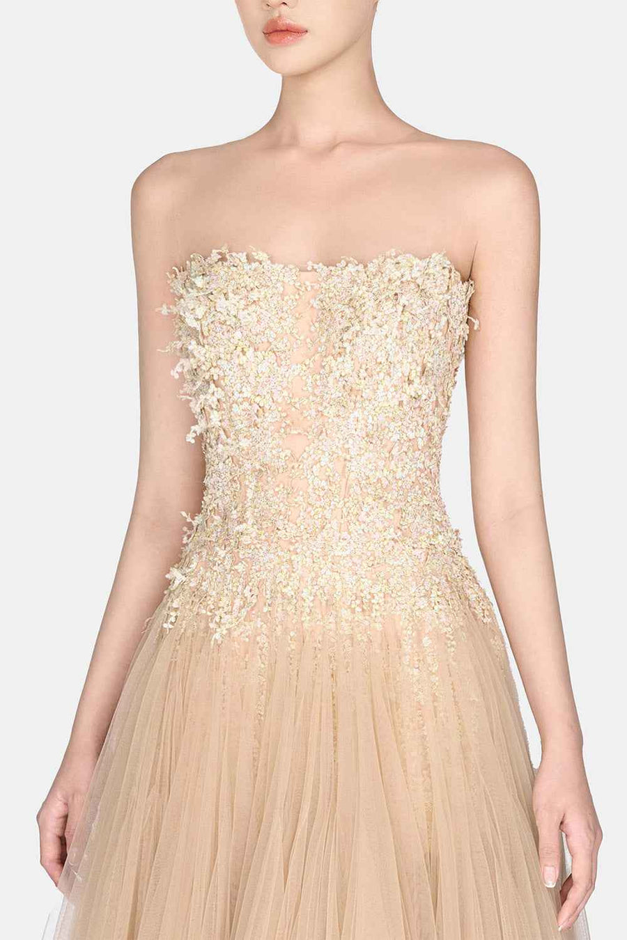 Pastel Beaded Lace Midi Dress