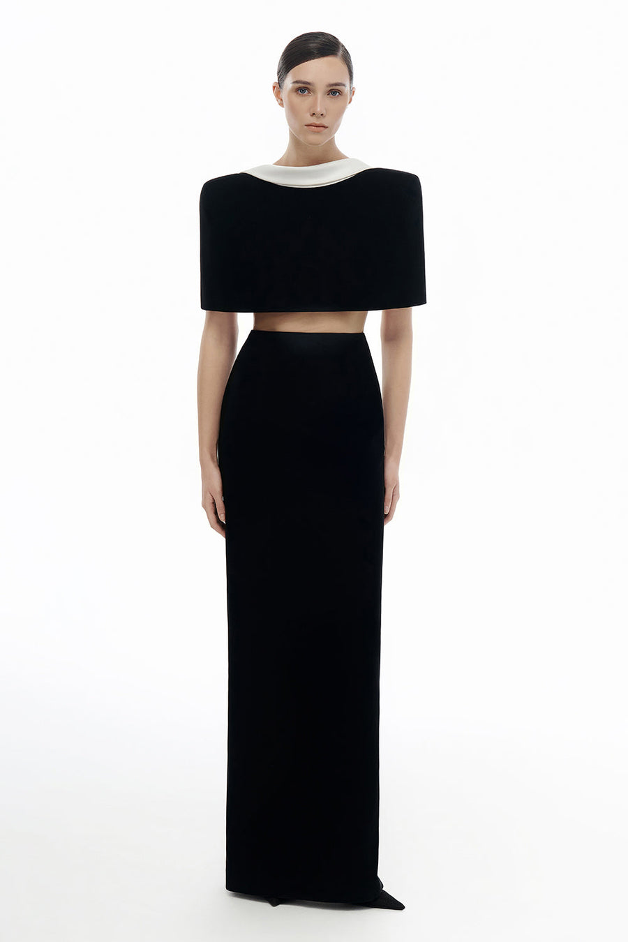 Black Open-back Cape Maxi Dress 7