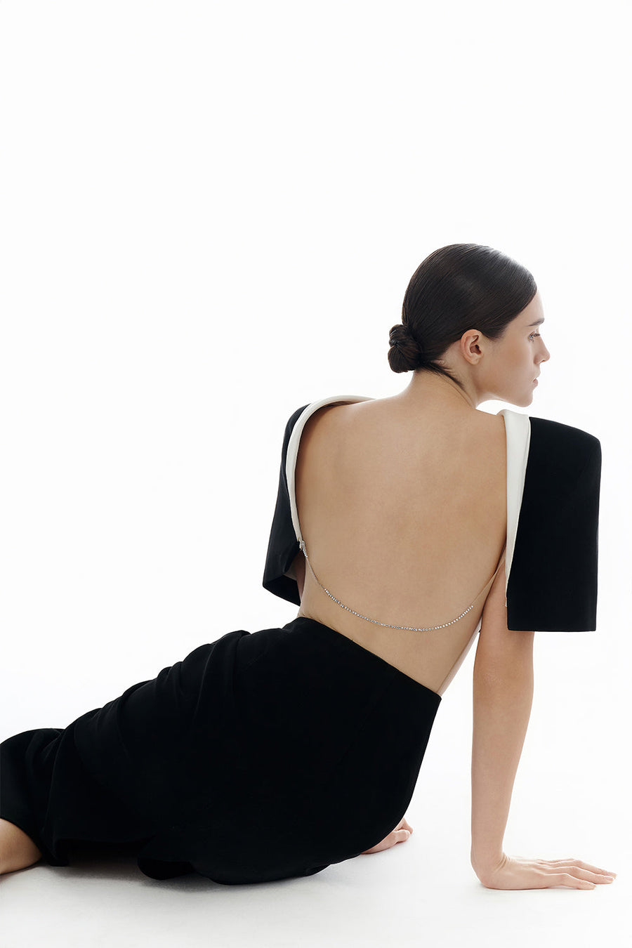 Black Open-back Cape Maxi Dress 11