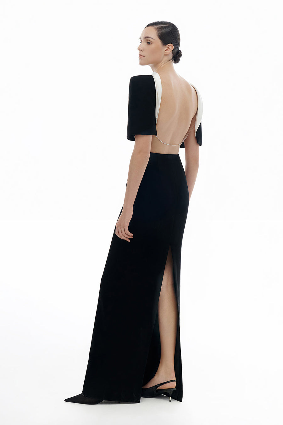 Black Open-back Cape Maxi Dress 12