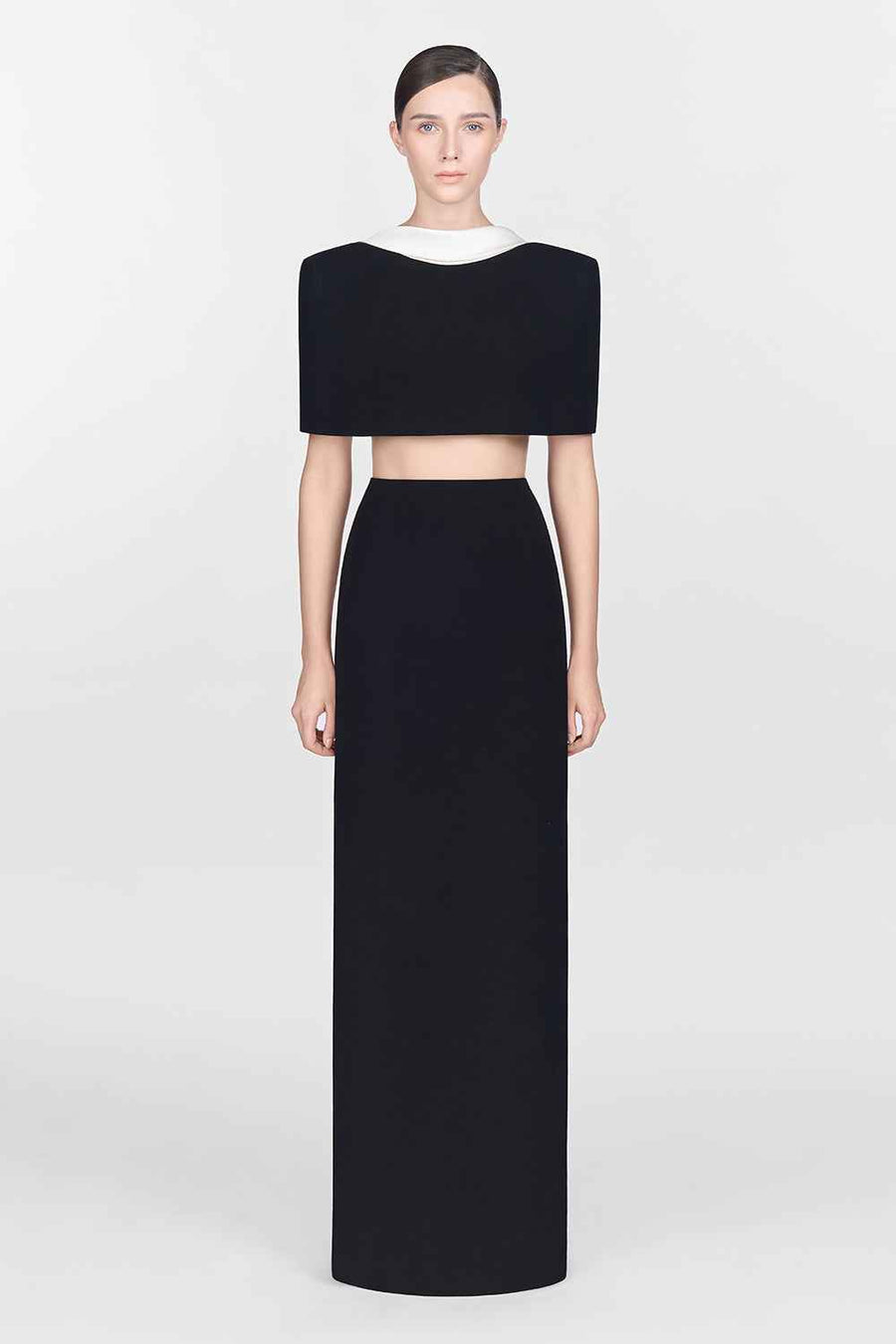 Black Open-back Cape Maxi Dress