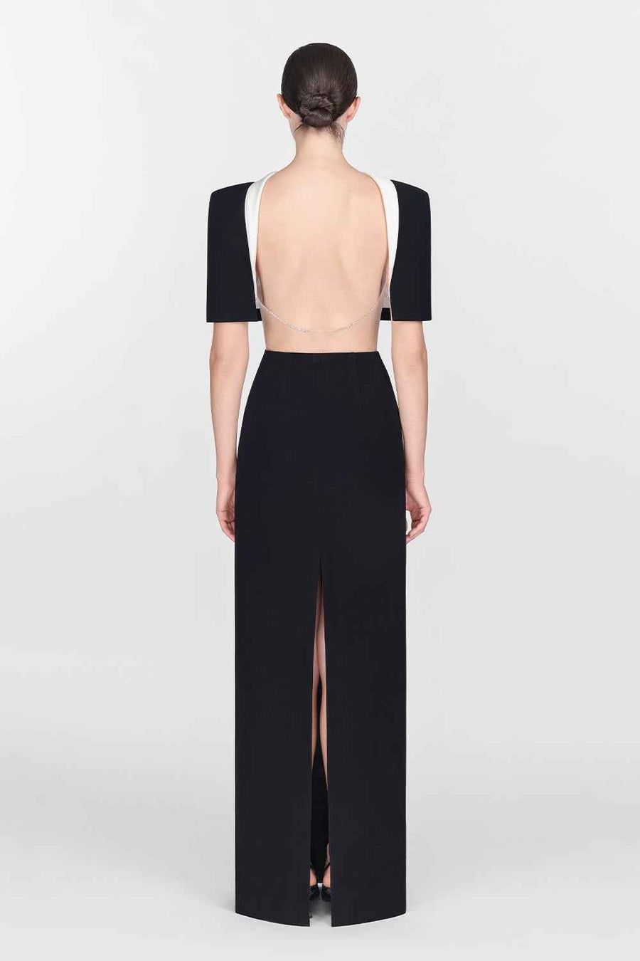 Black Open-back Cape Maxi Dress