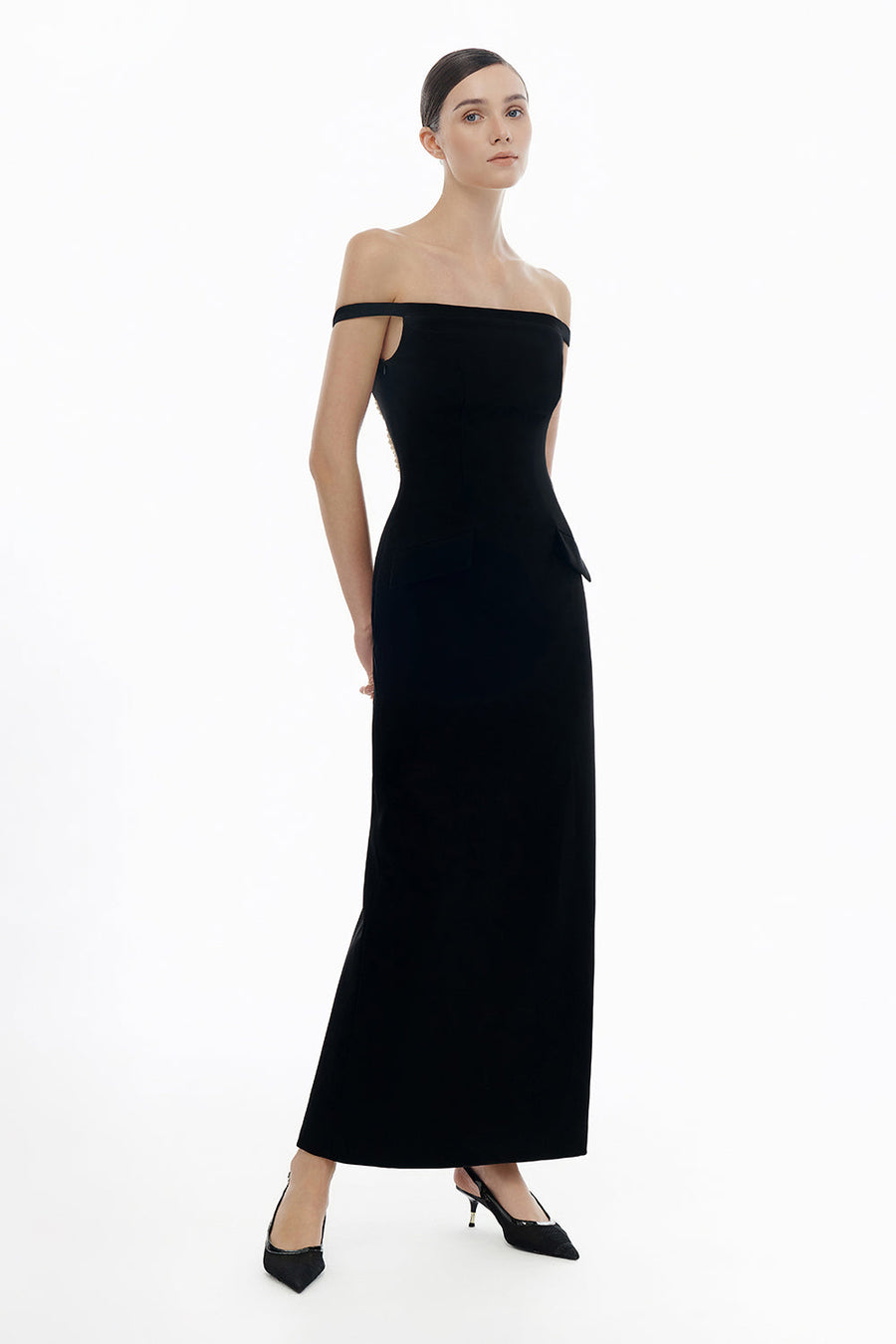 Black Pearl Beaded Midi Dress 7