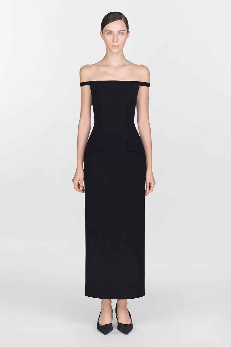 Black Pearl Beaded Midi Dress