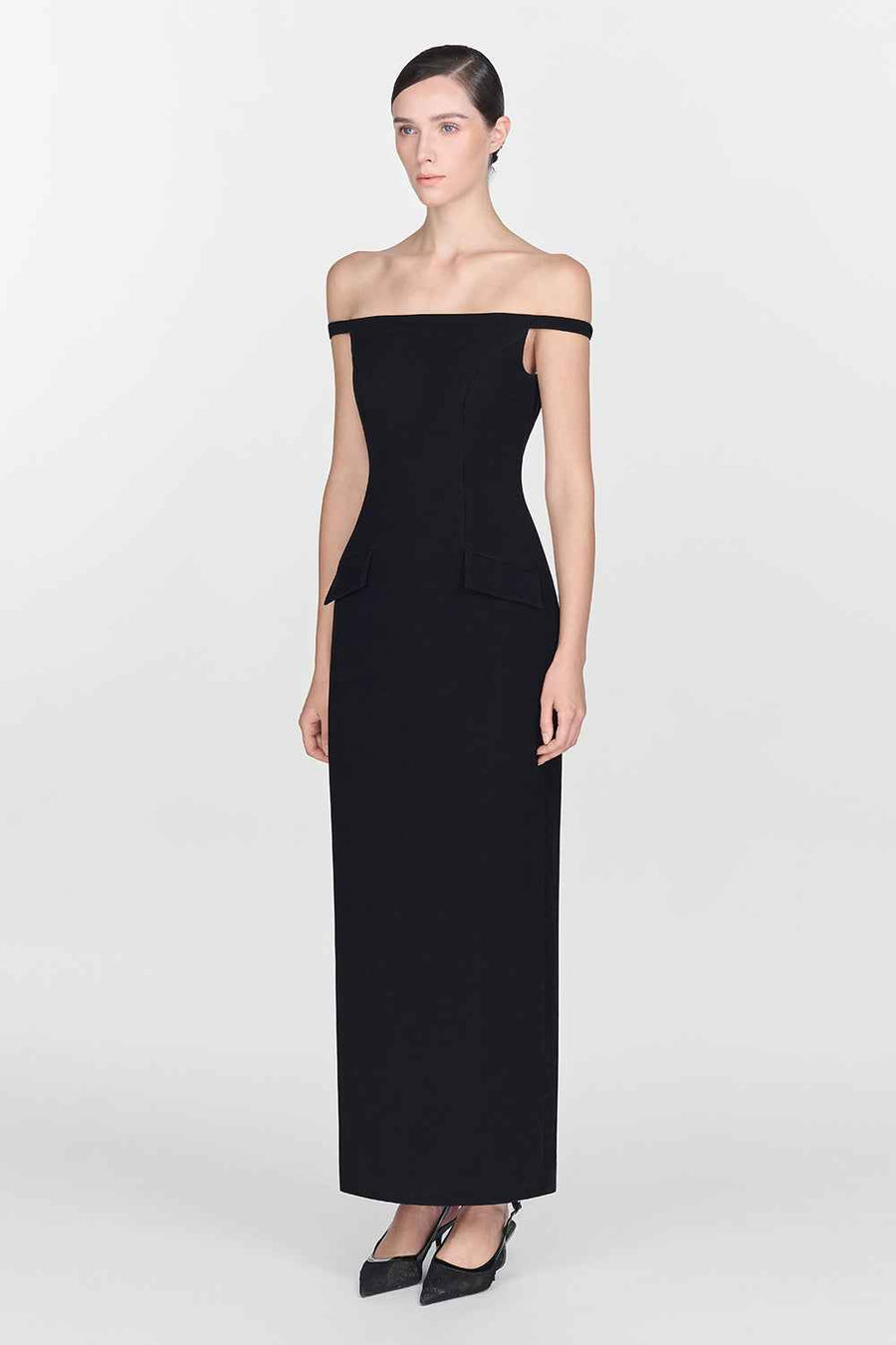 Black Pearl Beaded Midi Dress