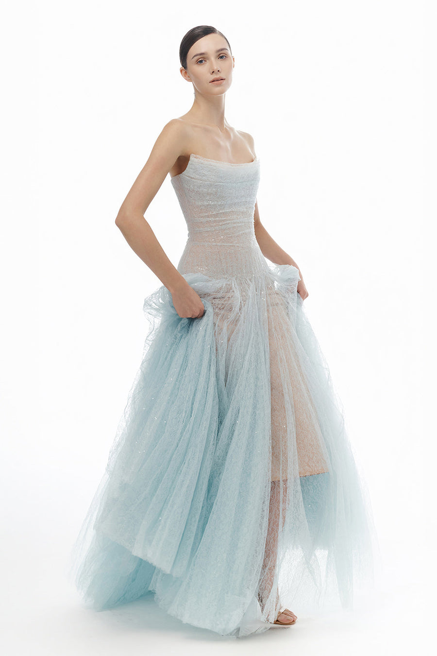 Draped Lace Maxi Dress 12
