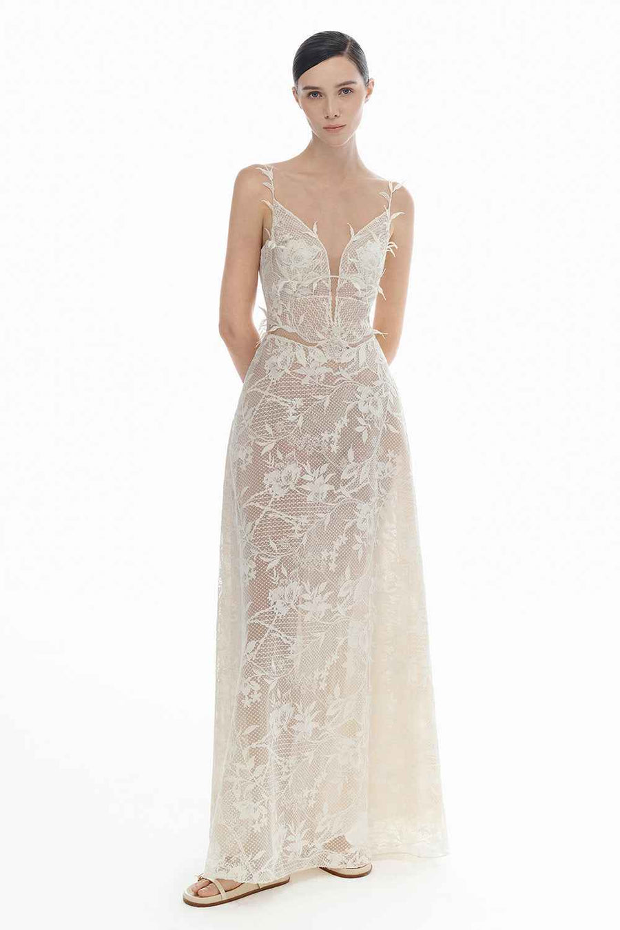 Ivory Strap Lace Dress