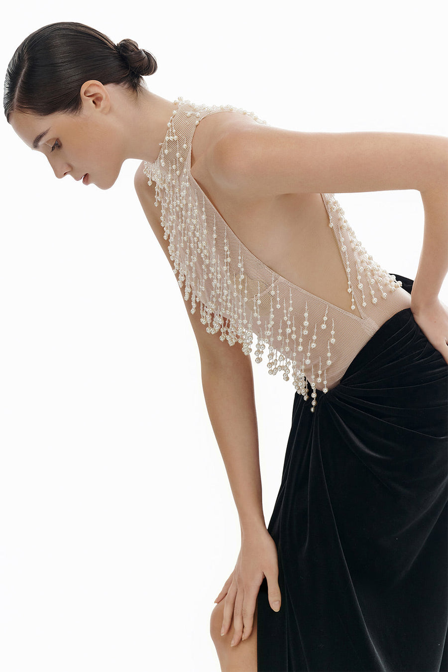Beige Faux Pearl Sleeveless Top 10