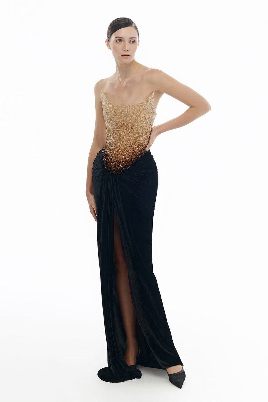 Black Champagne Crystalized Dress 11