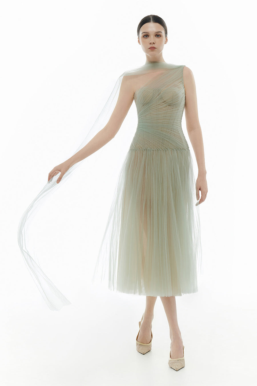 Draped Midi Dress 36