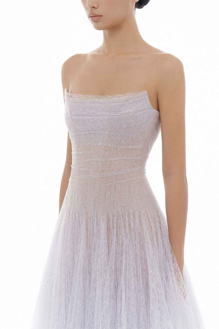 Draped Lace Midi Dress