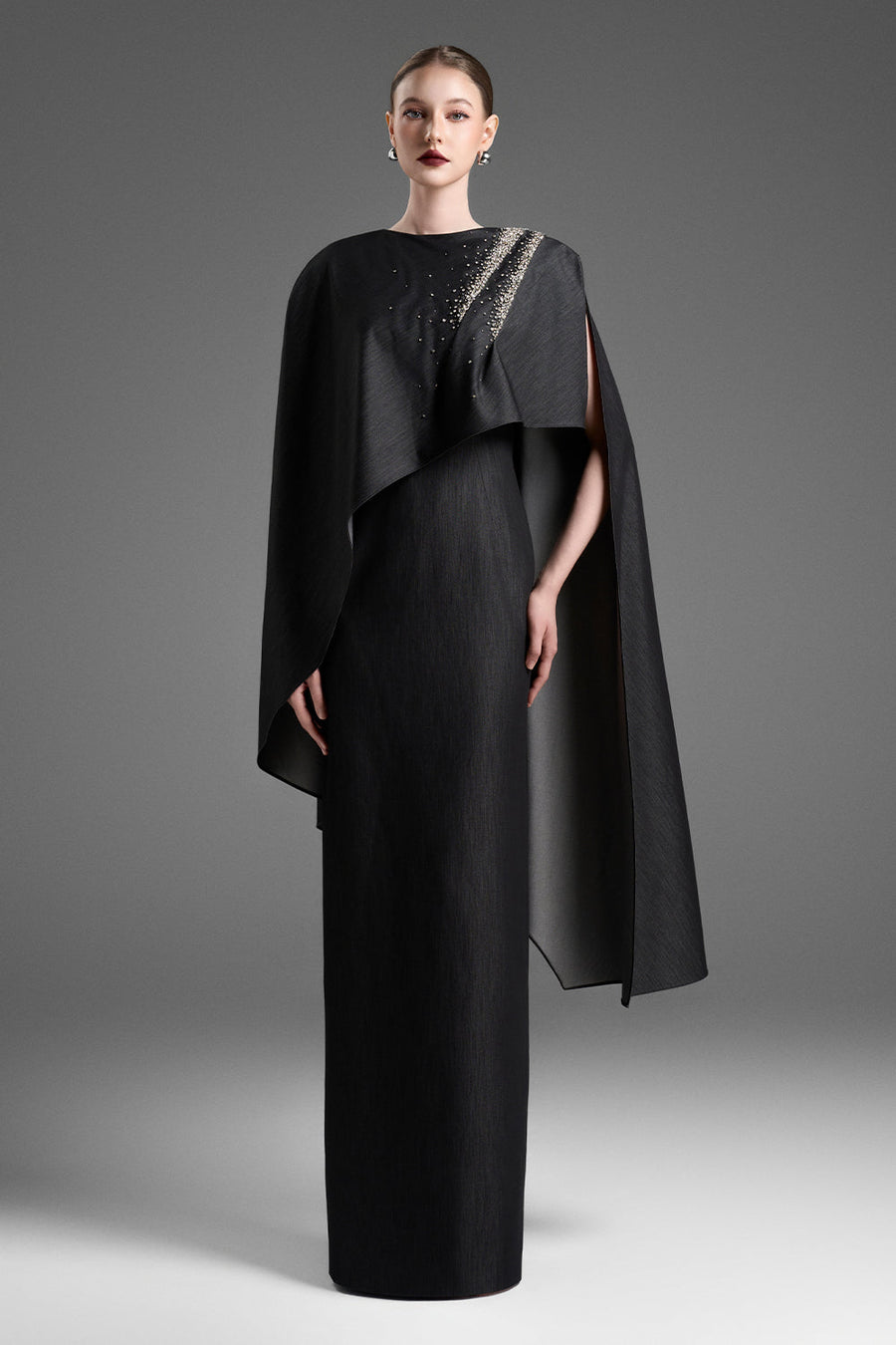 Natalia Cape Sleeve Bead Maxi Dress 1