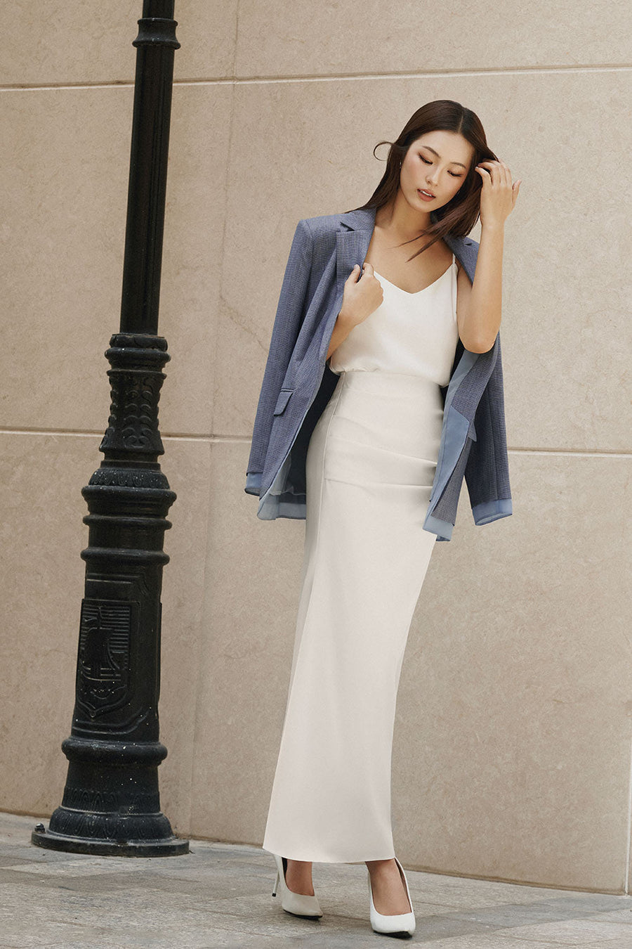 Khoi Straight Layered Polyester Blazer 7