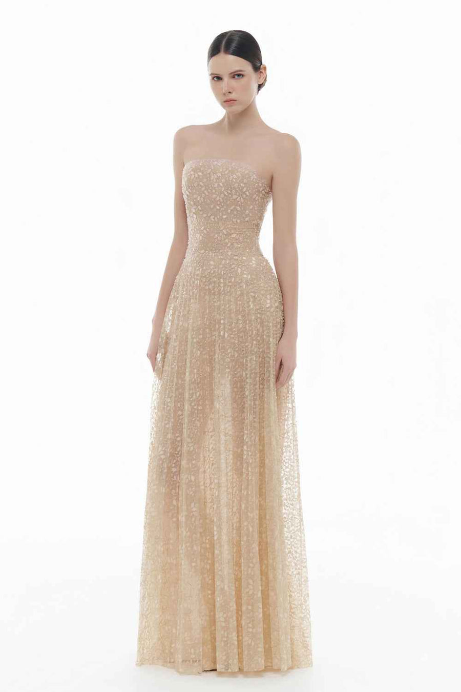 Noémie Straight Across Neck Bead Maxi Dress