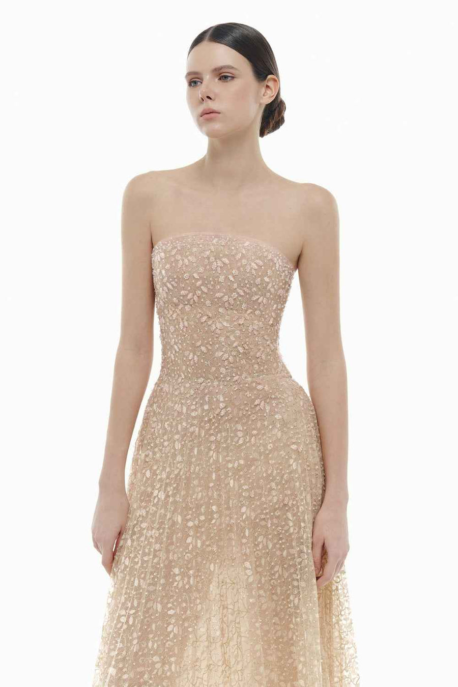 Noémie Straight Across Neck Bead Maxi Dress