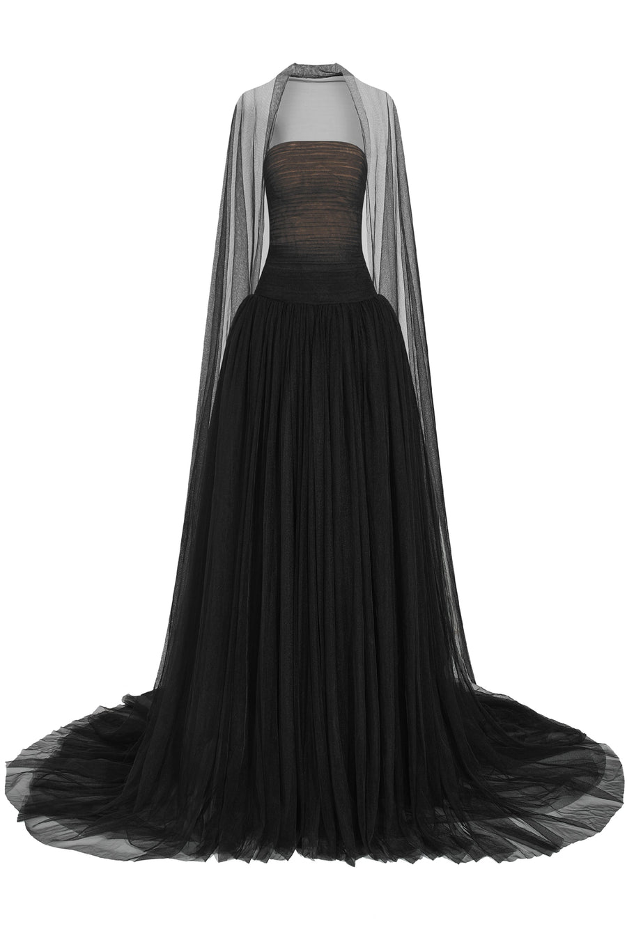 Noir Ball Gown Gathering Maxi Dress 1