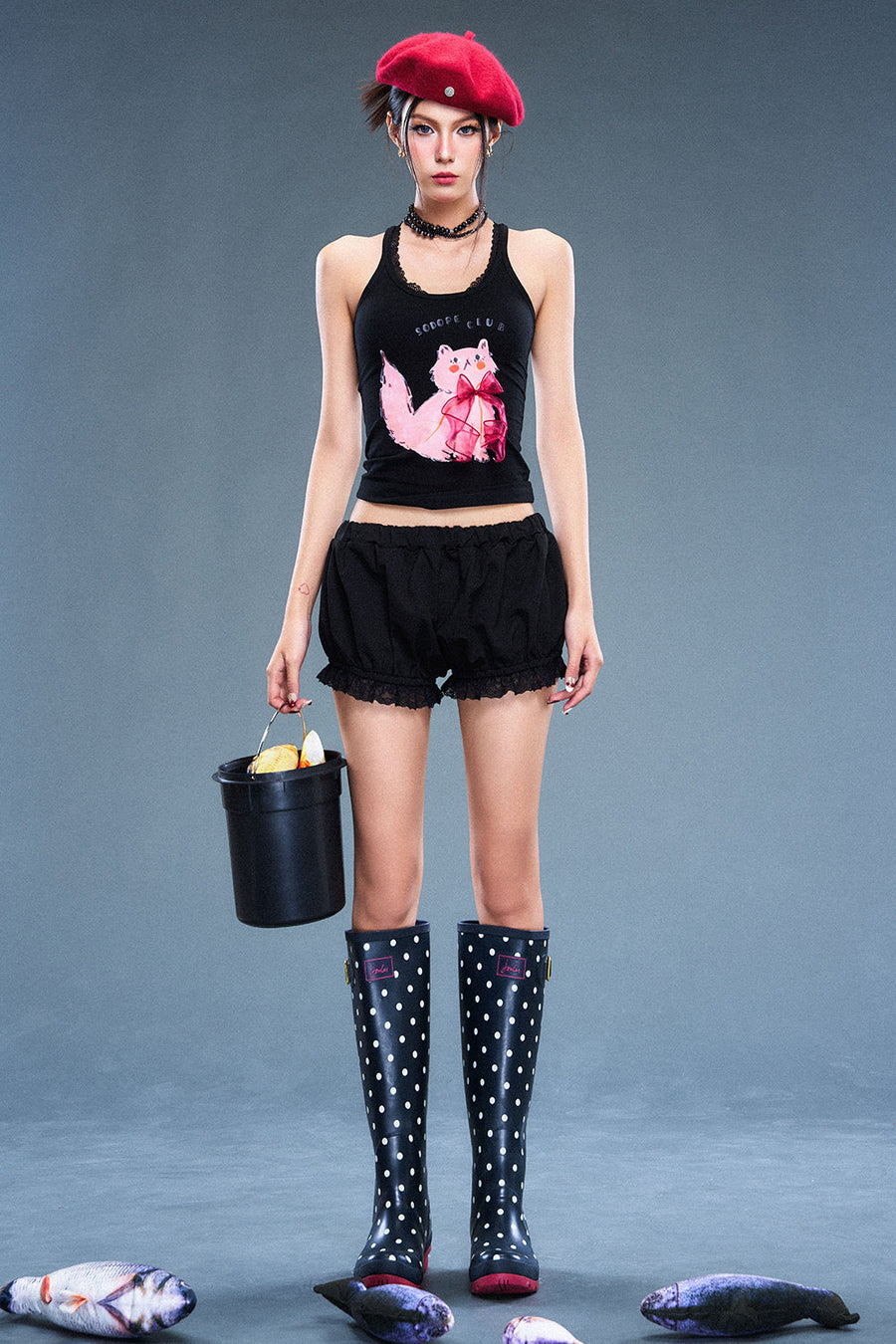 Noir Bubble Cotton Shorts 1