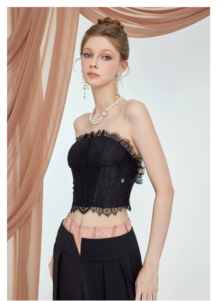 RESSALINA Naomi lace mesh fishbone backless corset for women s summer collection new outerwear strapless top tops RESSALINA