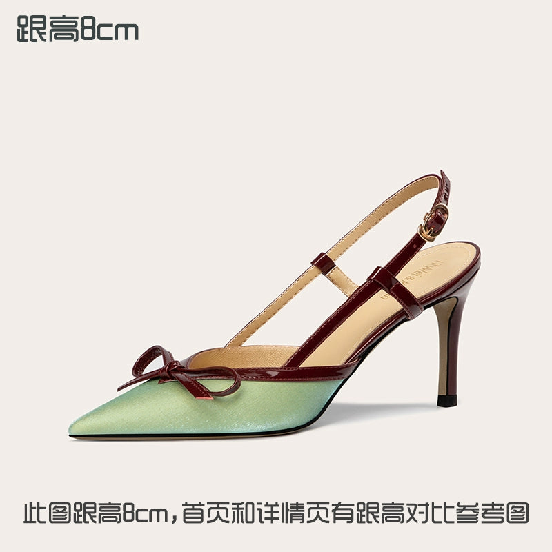 Lily Wei [Peninsula Love Letter] The same green high-end sandals on the show 3cm high heels large size 41-43 Green [heel height 8 cm] Shoes RESSALINA