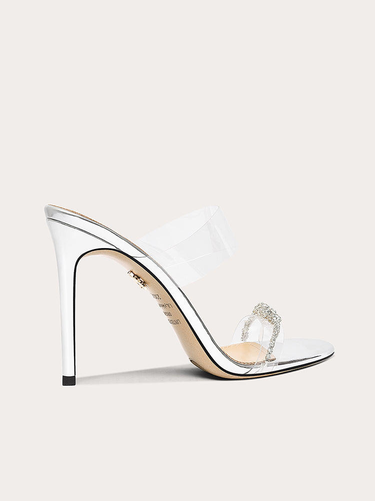 Lily Wei [Crystal Starry Sky] Transparent outer wear slippers stiletto high heels multi-heel height small size 313233 RESSALINA