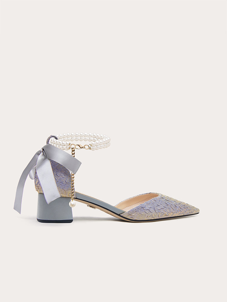 LilyWei Mermaid Dream French Beautiful Folds Not Tired Feet Sandals Temperament Coarse Heel Small Heels Large Size 41-43 Shoes RESSALINA