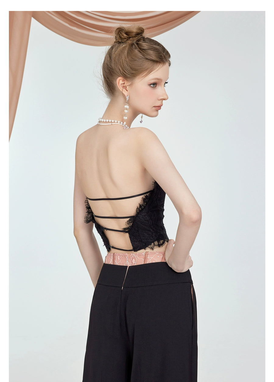 RESSALINA Naomi lace mesh fishbone backless corset for women s summer collection new outerwear strapless top tops RESSALINA