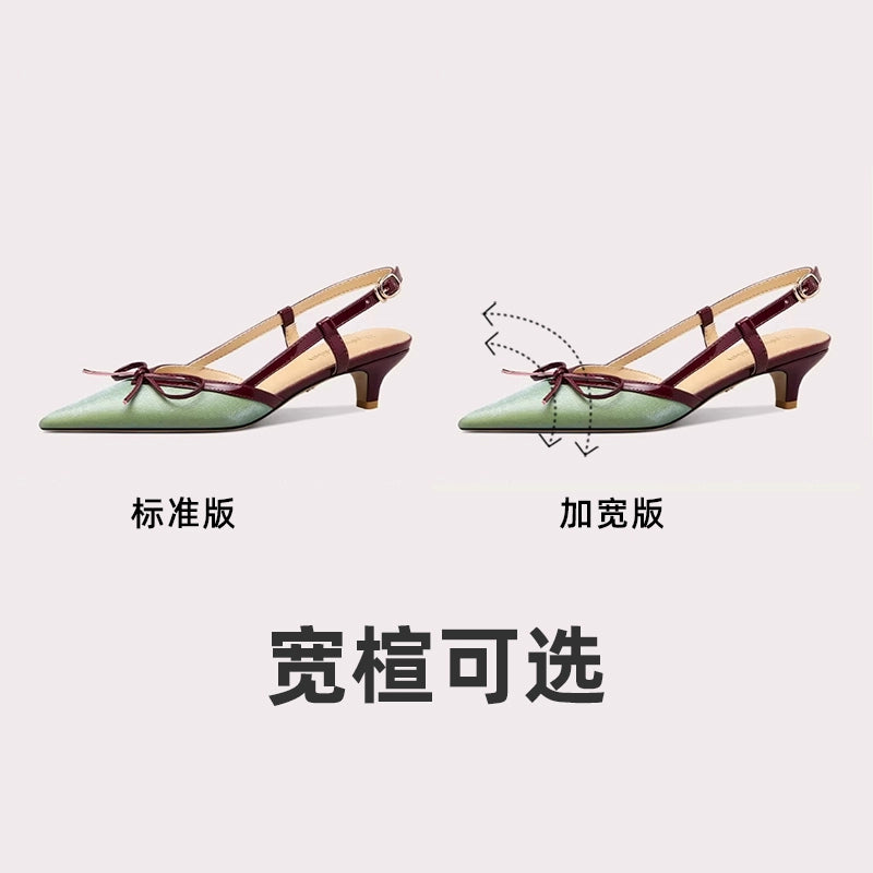 Lily Wei [Peninsula Love Letter] The same green high-end sandals on the show 3cm high heels large size 41-43 Green 3cm widened version Shoes RESSALINA