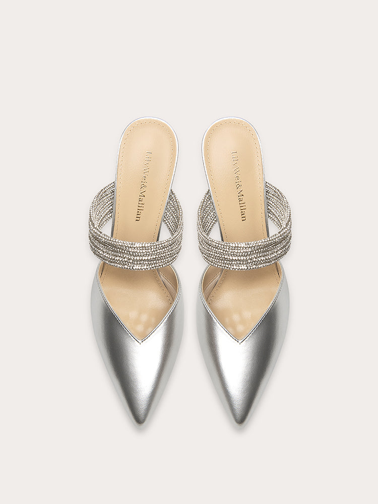 Lily Wei2025 new sandals beautiful rhinestone temperament high heel slippers small size women's summer wear Shoes RESSALINA