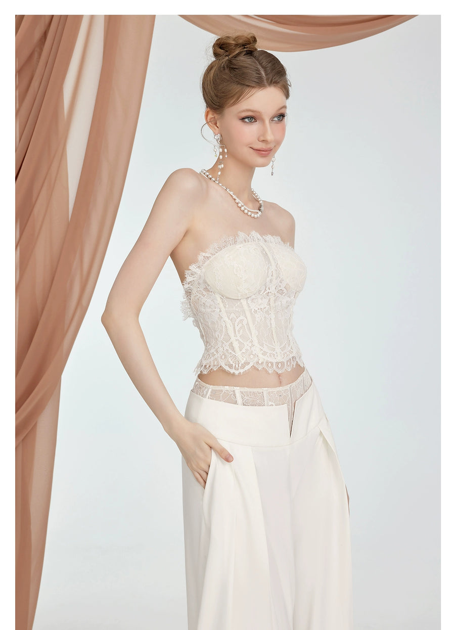 RESSALINA Naomi lace mesh fishbone backless corset for women s summer collection new outerwear strapless top tops RESSALINA