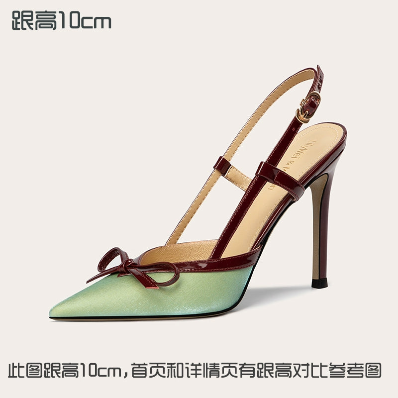 Lily Wei [Peninsula Love Letter] The same green high-end sandals on the show 3cm high heels large size 41-43 Green [heel height 10cm] Shoes RESSALINA