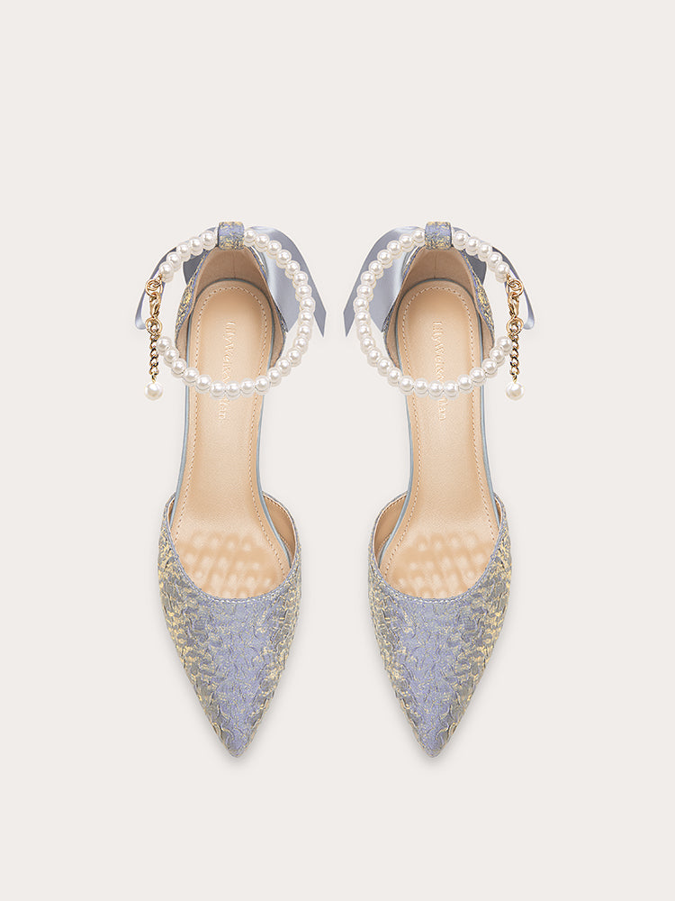LilyWei Mermaid Dream French Beautiful Folds Not Tired Feet Sandals Temperament Coarse Heel Small Heels Large Size 41-43 Shoes RESSALINA