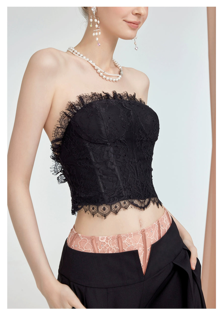 RESSALINA Naomi lace mesh fishbone backless corset for women s summer collection new outerwear strapless top tops RESSALINA