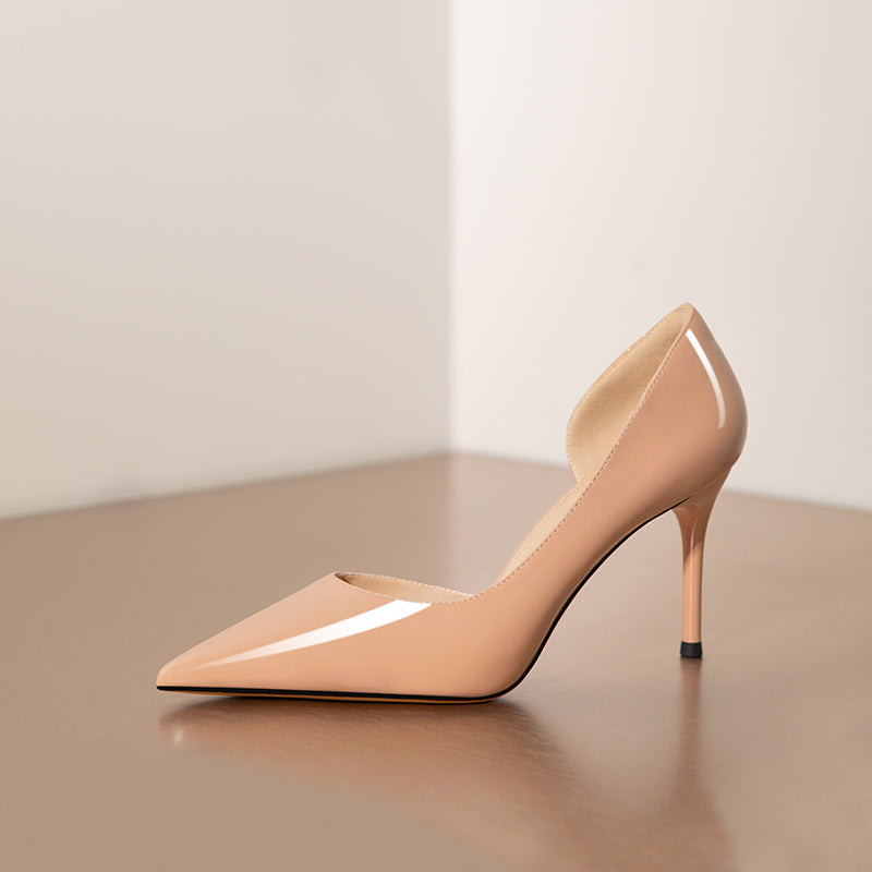 Daphne 2025 spring and autumn new nude lambskin side empty sexy high heels women's pointed thin heel temperament single shoes shoes RESSALINA