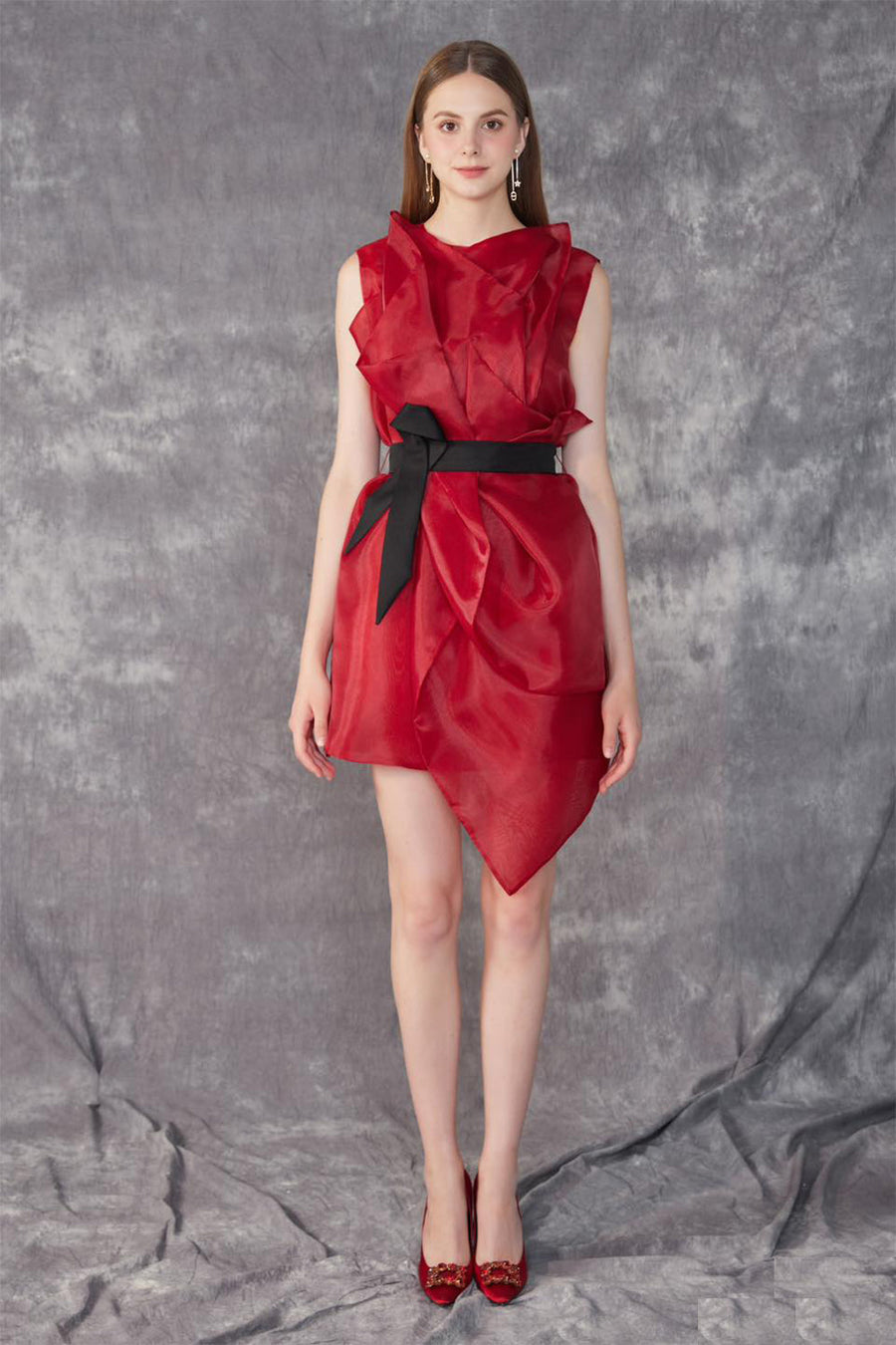 Omni A-line Jewel Neck Organza Mini Dress Mini Dress CHYMEOCHY