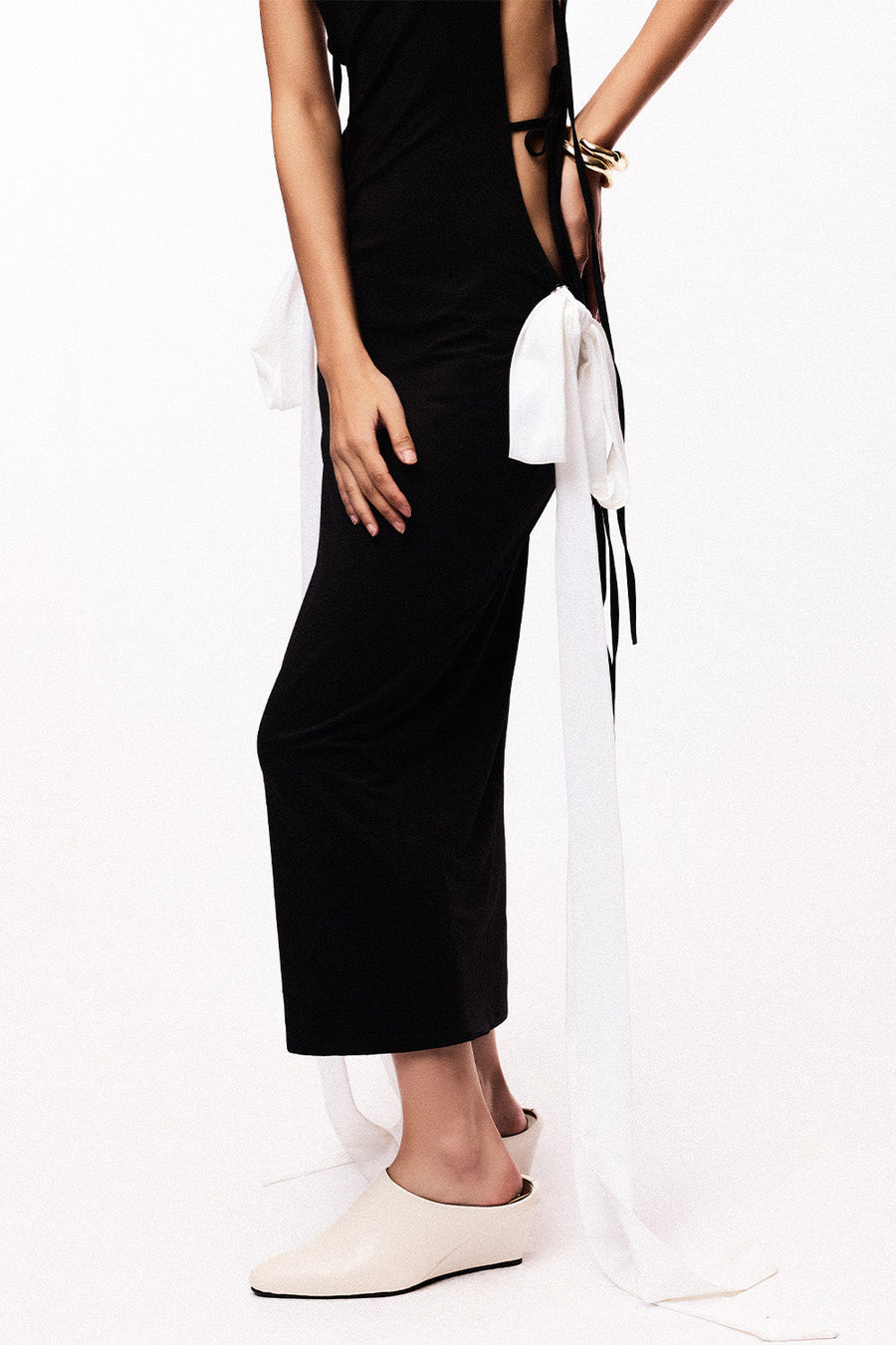 Koma Sheath Tie String Cotton Spandex Midi Dress 6