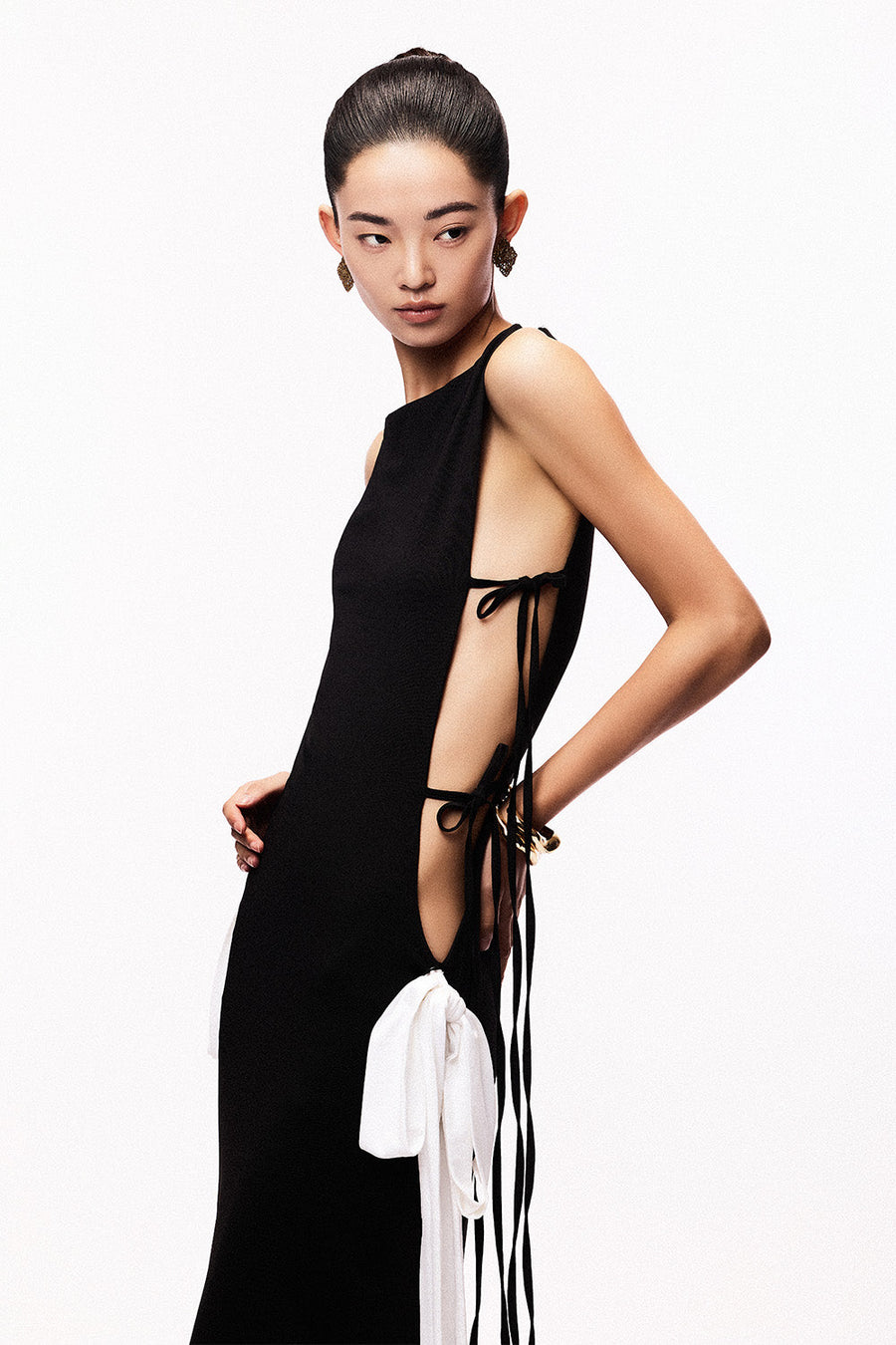 Koma Sheath Tie String Cotton Spandex Midi Dress 3
