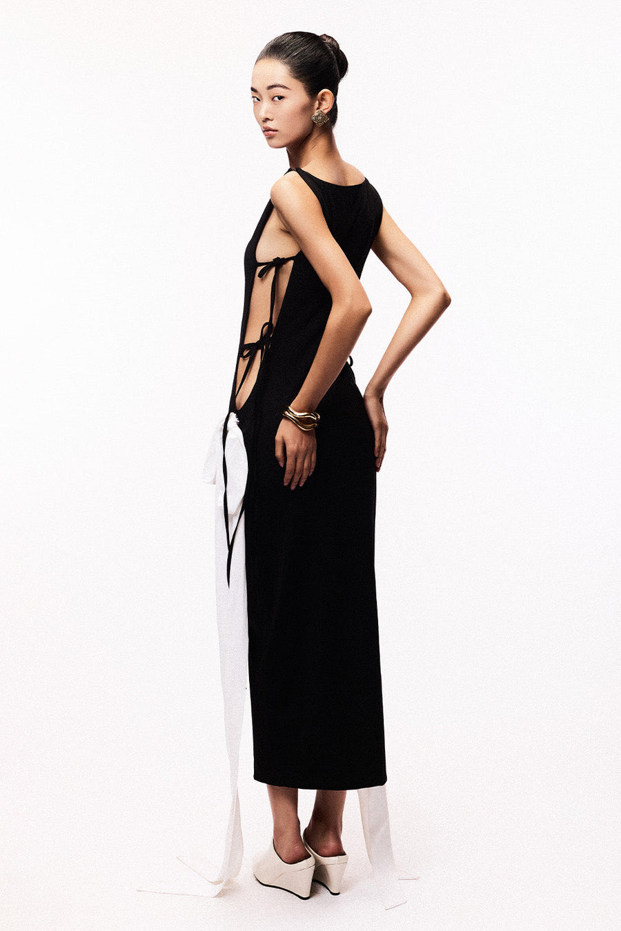 Koma Sheath Tie String Cotton Spandex Midi Dress 7