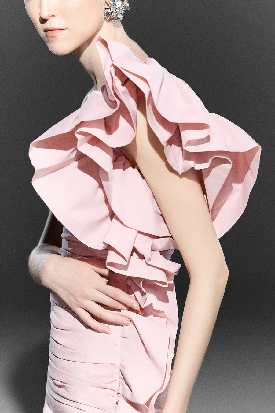 Peony Asymmetric Gathered Cotton Mini Dress 3